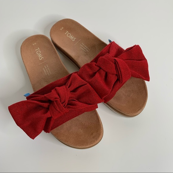 toms red paradise slide sandals